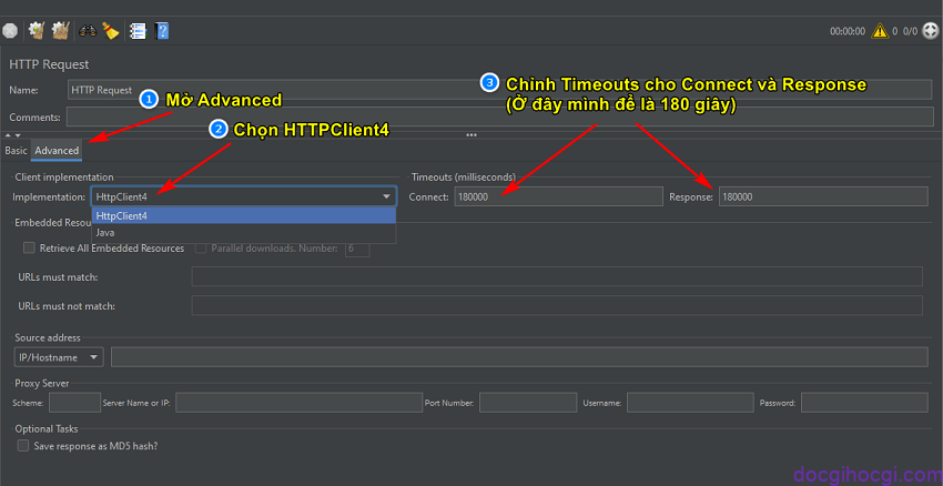 Sửa lỗi Non HTTP response code - chỉnh timeouts